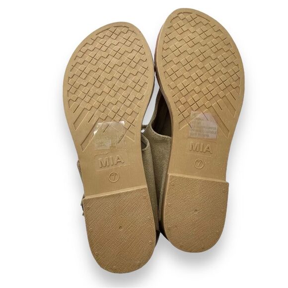 MIA Natasha Tan Stone Suede Boho Thong Ankle Wrap Tassel Sandal Women’s Size 7 - Picture 15 of 16